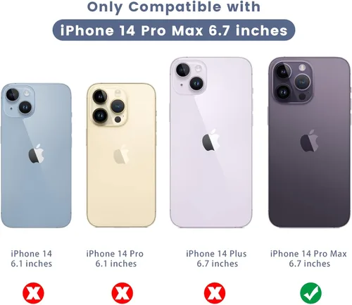 Vista 2 de Maxdara Funda para iPhone 14 Pro Max, con cubierta deslizante para cámara y soporte giratorio de 360° integrado y protector de pantalla de vidrio