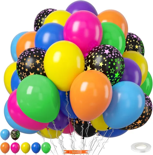 Vista 13 de Globos de dinosaurio, 12 pulgadas, decoraciones de safari en la selva para Conjunto de látex con estampado de dinosaurio verde claro y blanco