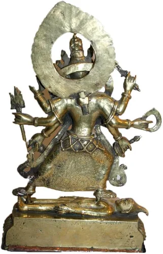 Vista 3 de Agan Traders Estatua de bronce de 8 brazos negro Kali Fierce Goddess Decoración para el hogar, comercio justo, Nepal