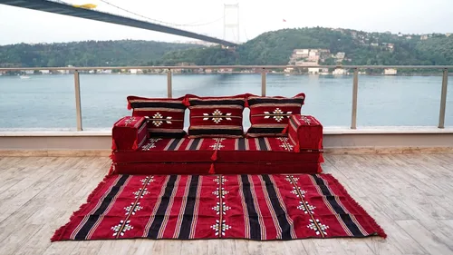 Vista 3 de arabicsofa Sofá de asiento de piso bajo turco granate - Cojines árabes tradicionales Majlis