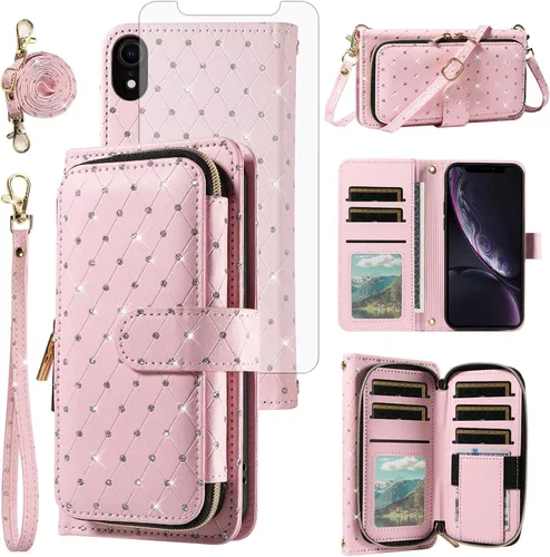 Vista 115 de Funda para teléfono iPhone 6 6S con cremallera y protector de pantalla con protector de pantalla, correa de cordón cruzado, ranura para iPhone 6 Six
