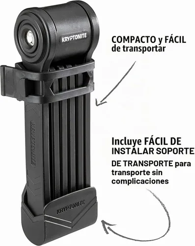 Vista 2 de Kryptonite Keeper - Candado plegable para bicicleta, 2.75 pies/3.25 pies de largo, compacto, ligero, de alta seguridad, antirrobo, plegable, con 2