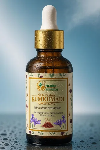 Vista 2 de Herbs Botanica Kumkumadi Oil Pure Ayurveda Face Oil con azafrán, suero hidratante facial 26 hierbas 1.0 fl oz