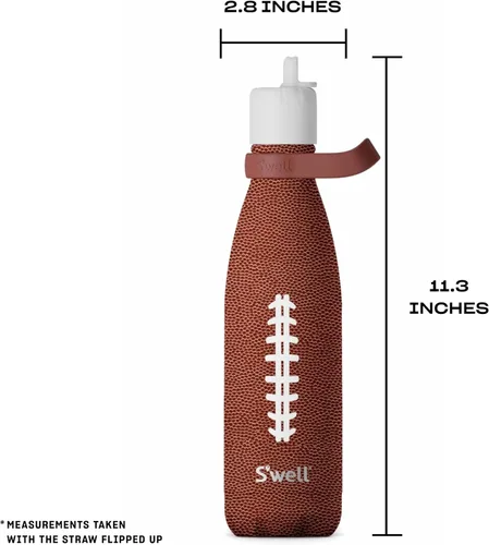 Vista 4 de S'well Botella de agua de acero inoxidable con tapa de popote abatible y asa, 17 onzas, End Zone, recipientes aislados al vacío de triple capa que