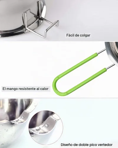 Vista 5 de Juego de olla de doble caldera, olla de fusión de acero inoxidable con espátula de silicona para derretir chocolate, jabón, cera, fabricación