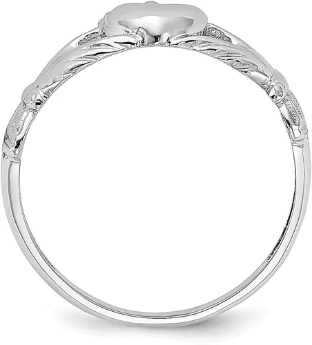 Vista 2 de Anillo Claddagh de oro blanco de 14 quilates, joyería fina celta para mujer, regalos para ella, Oro blanco de 14k, oro, blanco