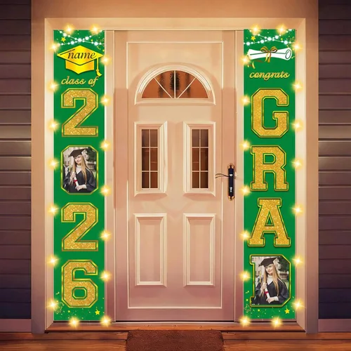 Vista 18 de Decoraciones personalizadas para fiestas de graduación 2026 – Cartel de felicitación de graduación grande – Cartel de fondo de graduación