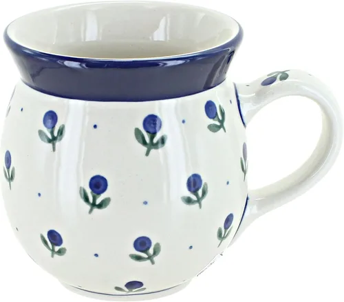 Vista 18 de Blue Rose Polish Pottery - Blue Alyce Bubble Mug - 16 oz - Unique Shape Mug for Coffee & Tea