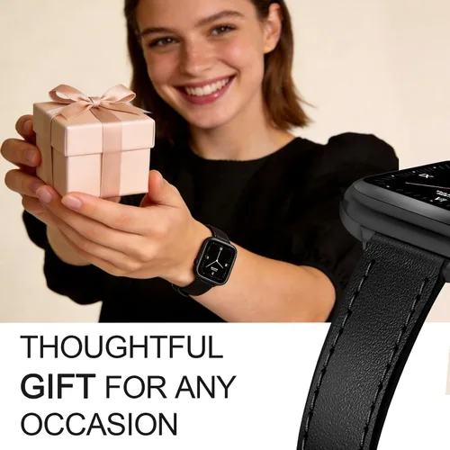Vista 6 de JR.DM Correas de cuero delgadas compatibles con Apple Watch Band 1.496 in 1.575 in 1.614 in 1.654 in 1.732 in 1.772 in 1.811 in 1.929 in, correa