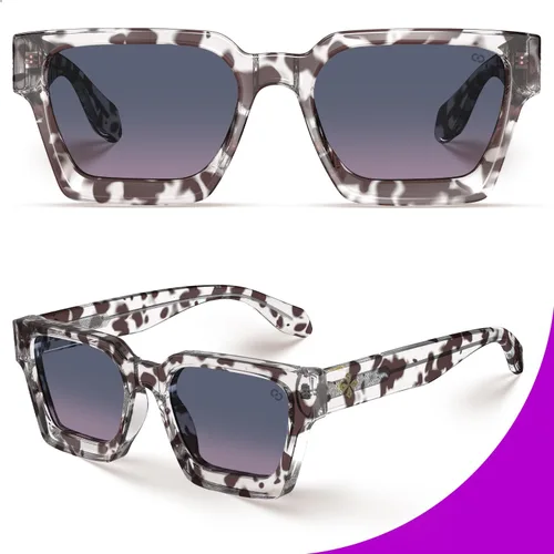 Vista 31 de VISOONE Moda 100% UV400 Protección Rectángulo TR90 Y2K Gafas de sol Accesorios para Mujeres Hombres RIVER, Transparente/Gris Rosa