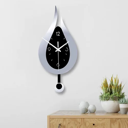 Vista 3 de Reloj de pared moderno con diseño de gota de agua, reloj de péndulo de acrílico creativo para el hogar, dormitorio, sala de estar, decoración