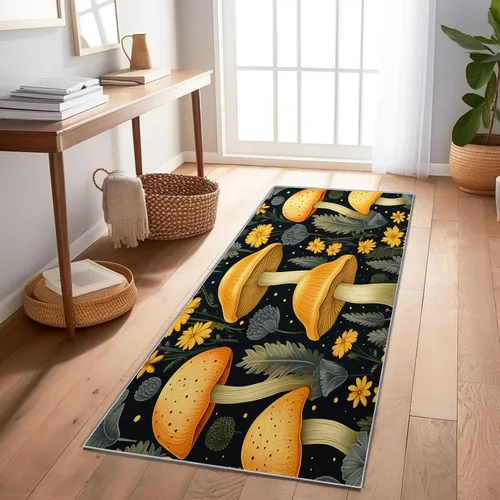 Vista 9 de Alfombra lavable para pasillo, alfombra de cocina de 2 x 5 pies, alfombra de entrada, estilo industrial, paneles de madera, textura suave Negro 6