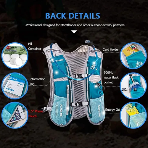 Vista 3 de AONIJIE Hydration Vest Pack Backpack 5L 5.5L Marathoner Running Vest Race Hydration for Women and Men Trail Run Hiking Jogging