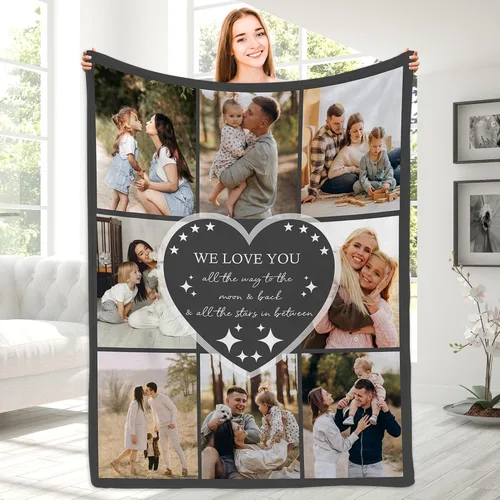 Vista 13 de Manta con fotos personalizada para novio, regalos del día de San Valentín, manta de fotos personalizada, regalos de novio de novia, regalos del día