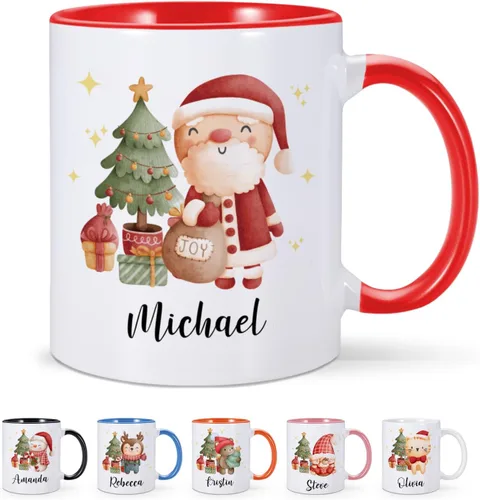 Vista 13 de Tazas de Navidad personalizadas, taza de café de Navidad con renos y nombre, regalos de Navidad para niños, niñas, niños, taza de chocolate caliente