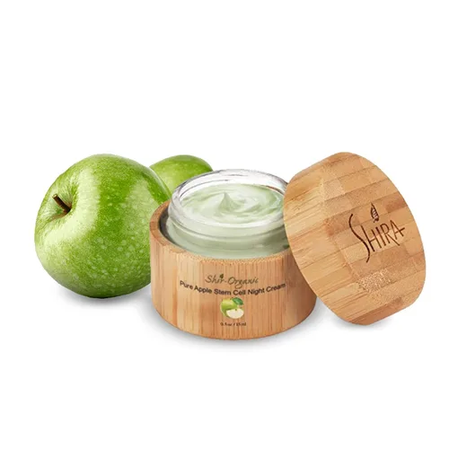 Vista 2 de Shira Shir-Organic Pure Apple Stem Cell Night Cream - Crema ligera hiperpigmentada y piel madura, potente fuente natural, iluminadores de piel