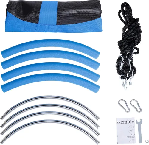 Vista 7 de ZENY Juego de columpio de 40 pulgadas para patio de recreo, plataforma redonda para interiores y exteriores, plataforma de columpio para niños, tela