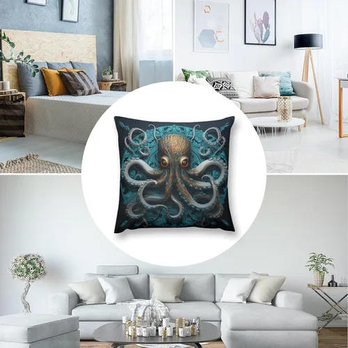 Vista 5 de Cojines Decorativos para Sala - Fundas de cojín cuadradas suaves de pulpo, 20 x 20 pulgadas, náutico, costero, playa, casa, vida marina, decoración