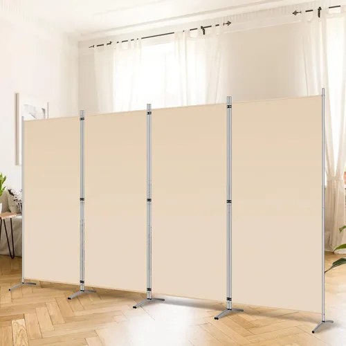 Vista 10 de RANTILA Divisor de habitación de 4 paneles, pantalla de privacidad plegable de 6 pies con pies anchos, partición independiente para separación