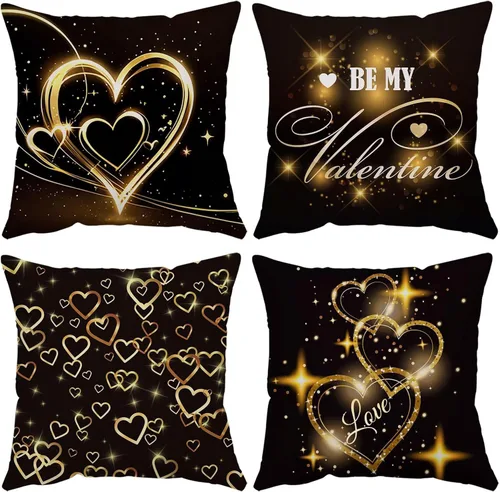Vista 8 de YeeJu Juego de 4 fundas de almohada de 12 x 12 pulgadas con diseño de gnomo de corazón rojo con texto en inglés «Happy Valentines Day», fundas