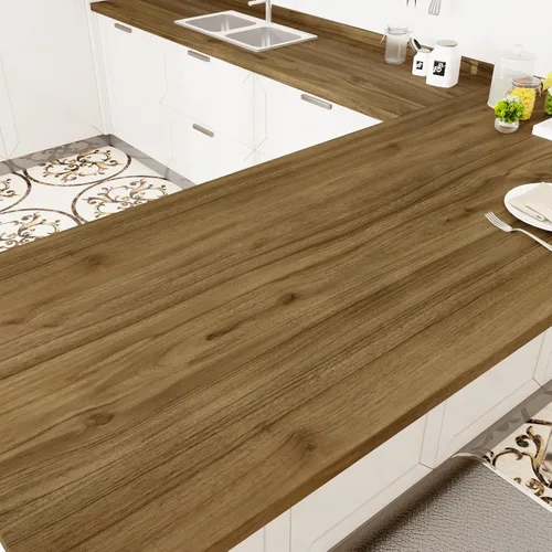 Vista 9 de Papel tapiz autoadhesivo de textura de madera rústica de vinilo marrón, impermeable, para encimera, cocina, gabinetes, envolturas, de 12 x 80