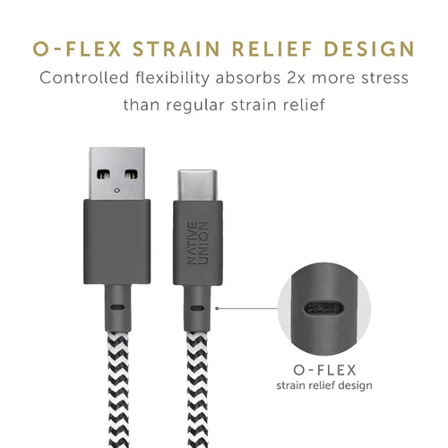 Vista 4 de Cable Native Union Belt USB-C a USB-A - Cable de carga ultrarresistente de 4 pies con correa de cuero compatible con iPhone 16, Samsung Galaxy Z