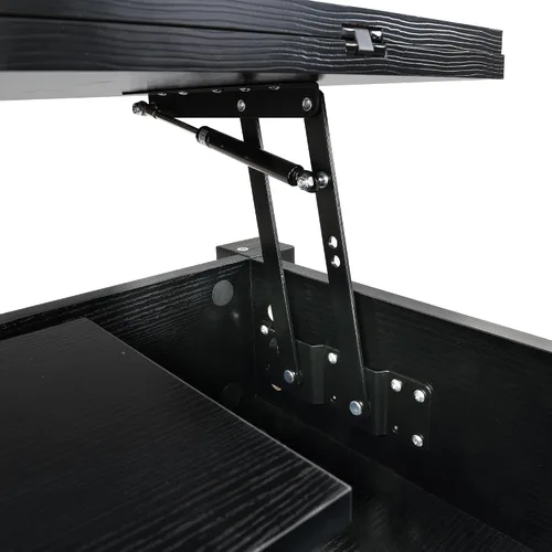 Vista 6 de Mesa auxiliar elevable, mesa auxiliar multifuncional con estantes abiertos, mesa de comedor moderna para sala de estar, oficina en casa (negro #004)
