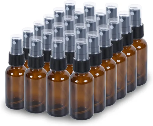 Vista 12 de Botella pulverizadora de vidrio de 2 onzas, botellas de vidrio Boston de niebla fina con pulverizador de niebla fina negra, botellas pequeñas