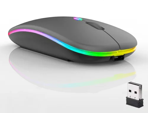 Vista 18 de Paquete de 10 ratones inalámbricos Bluetooth, LED de doble modo recargable, silencioso y delgado, portátil (receptor BT5.2+USB), mouse