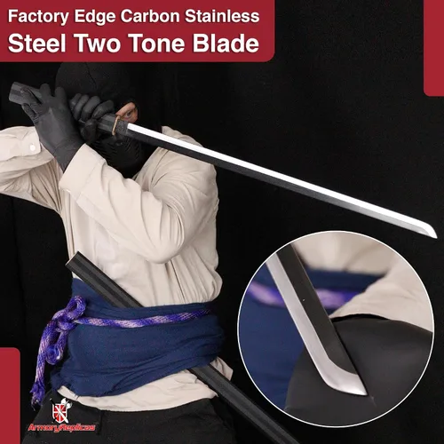 Vista 5 de Espada Ninja de corte de hierba Sasuke fabricada a mano Replica de espada Straitblade coleccionable de acero al carbono