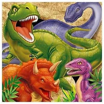 Vista 4 de Creative Converting Servilletas de papel de 3 capas de dinosaurio, almuerzo, explosión de dinosaurio
