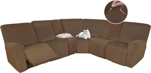 Vista 92 de HDCAXKJ Fundas de sofá seccional reclinable de terciopelo, cubierta de sofá seccional en forma de L, lavable, elástica, suave, para rincón