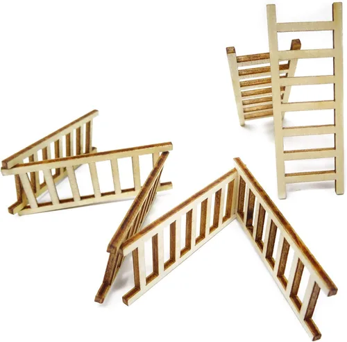 Vista 3 de Honbay 20 mini escaleras de madera accesorios de jardín de hadas para decoración de casa de muñecas