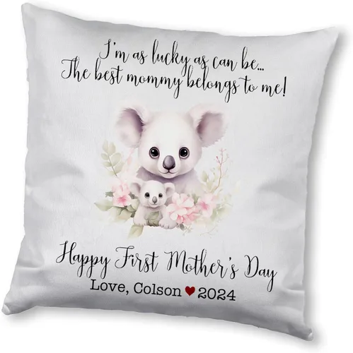 Vista 8 de Happy Mother's Day Koala Design, First Mother's Day Custom Pillowcase, Personalized Mother's Day Pillowcase, Gift for Mom, Home Decor