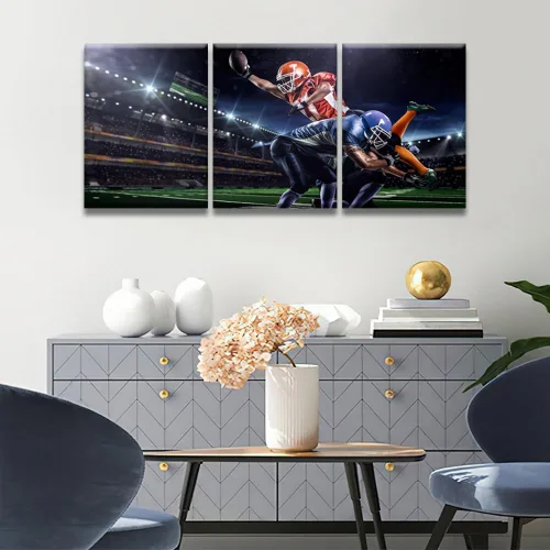 Vista 3 de Arte de pared para sala de estar, lienzo de fútbol americano, arte de pared de estadio de fútbol, pósteres e impresiones de torneos de fútbol, arte
