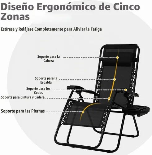 Vista 9 de Tangkula Zero Gravity - Silla plegable para patio, reclinable, ajustable, con soporte para tazas, reposabrazos anchos para patio, jardín, piscina
