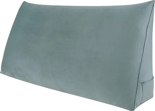 Vista 16 de WOWMAX Almohada de cuña para cabecera de cama de día, con funda extraíble, terciopelo negro, tamaño matrimonial