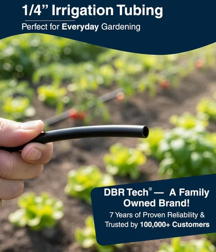 Vista 7 de DBR Tech® Tubo de riego por goteo de 1/4, 100 pies, manguera flexible de riego por goteo de plástico PVC para jardinería, nebulización, hidroponía