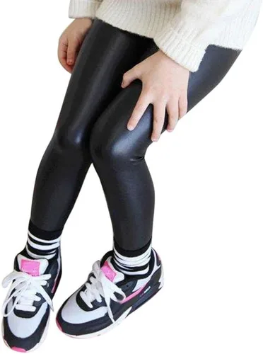 Vista 6 de Pantalones de los niños Leggings Kids Classic Baby Girls PU cuero lápiz pantalones