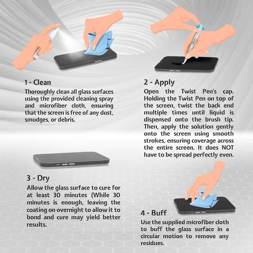 Vista 4 de ProofTech TWIST PEN - Protector de pantalla de vidrio líquido para hasta 10 dispositivos, resistente a arañazos y grietas, nanoprotección para todos