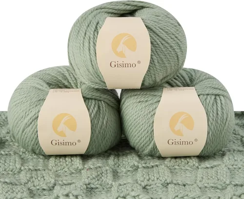 Vista 57 de 100% lana de merino para tejer, 3 capas de lana lujosa y suave para tejer a mano y ganchillo (ámbar, 1 bola)