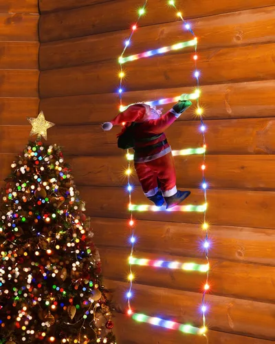 Vista 10 de Luces LED de escalera para decoraciones navideñas de 10 pies con Papá Noel