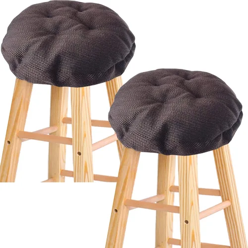 Vista 8 de HFCNMY Cojines para taburetes de bar, paquete de 2 fundas de asiento redondas acolchadas con bandas elásticas y parte inferior antideslizante