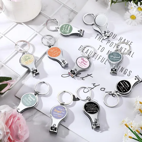 Vista 4 de Roshtia 30 piezas de llavero abridor de botellas inspirador cortauñas con citas motivacionales para agradecimiento, regalo de agradecimiento