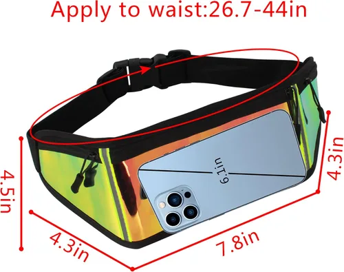 Vista 2 de Riñonera transparente holográfica con purpurina metálica, bolsa de viaje para deportes, Varios