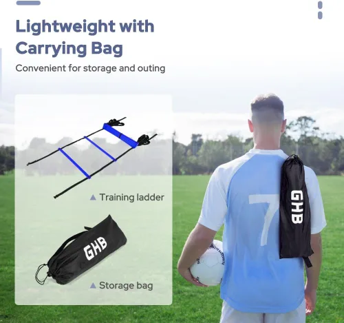 Vista 7 de GHB Pro Agility Ladder 12 Rung 20ft Azul