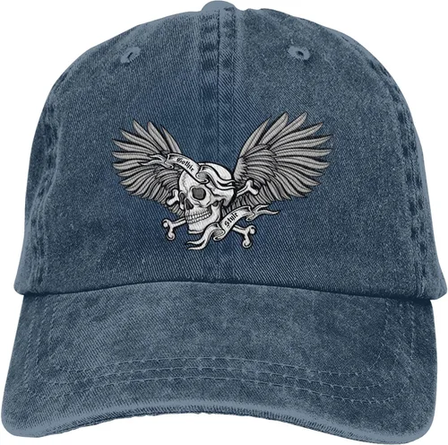 Vista 9 de Cowboy Hat Trendy Hats for Man and Women Djustable Four Season Outdoor Baseball Cap of Hell Skull with Angel Navy Blue