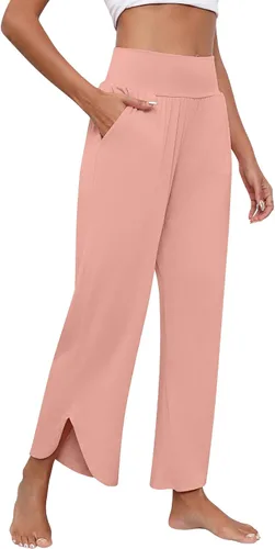 Vista 3 de Neer 3 piezas de pantalones de yoga de pierna ancha para mujer, cintura alta, casuales, holgados, cómodos, pantalones deportivos con bolsillo