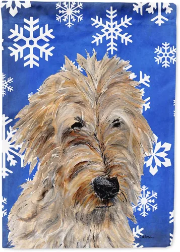 Vista 297 de Caroline's Treasures SC9374GF Bulldog English Snow flakes Holiday Garden Flag Buzón Bandera decorativa para patio exterior, patio, obras de arte