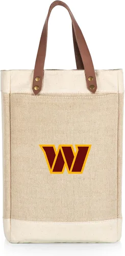 Vista 36 de PICNIC TIME NFL Pinot - Jute 2 Bottle Insulated Wine Bag - Wine Tote Bag - Wine Gift Bag, (Beige)